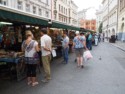 June peruses the outdoor market stalls